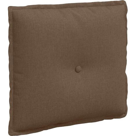 Coussin de dossier marron, dimensions 50 x 19 x 45 cm, en tissu. (1/5)