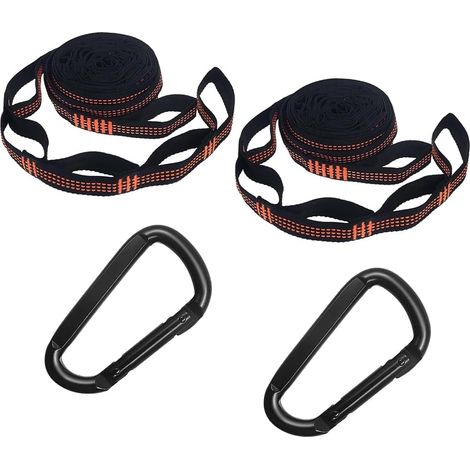 Attachement pour hamac 2 Packs de 2m de Corde pour hamac, 2 mousquetons Robustes, Suspension de hamac, attachement pour Arbre à hamac