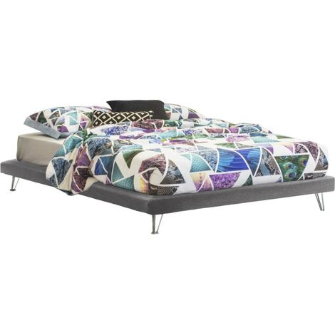 Talamo Italia Doppelbett Isabella, Festes Bett aus Stoff mit Füßen, 100% Made in Italy, passend für Matratze 160x190 cm, Grau,