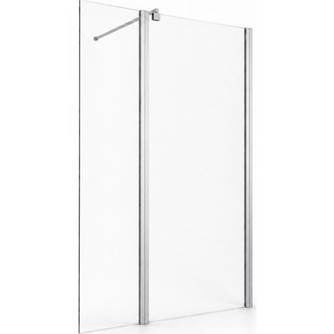 OTITEC Paroi + déflecteur PRAIA 120 + 30 x 200 cm chrome verre transparent 6 mm (1/5)