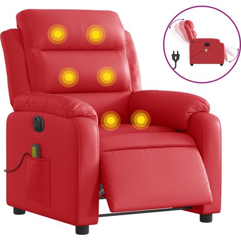 Maison Exclusive - Massagesessel Elektrisch Rot Kunstleder (1/5)