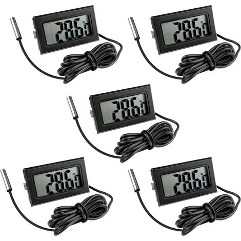 5 termómetros digitales para frigorífico, con sonda LCD, para frigorífico/congelador/acuario.
