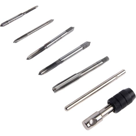 Taps - M3 M4 M5 M6 M7 M8 - T-Handle Ratchet Tap Wrench Set - Metric Internal Thread Taps - Straight Groove - Industrial Grade - 6 Piece (1/5)