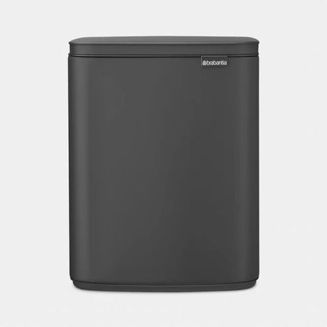 Brabantia BO12L MINERAL Pattumiera 12 litri Acciaio con Chiusura Delicata e Base Antiscivolo colore Grigio