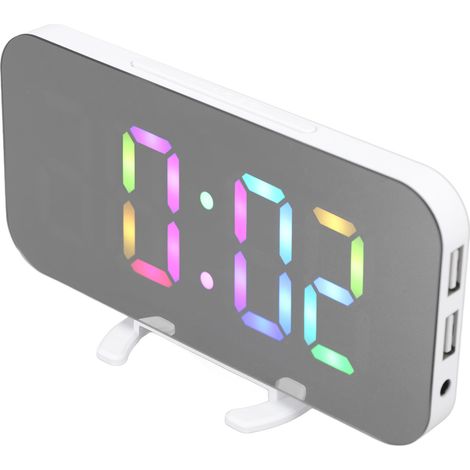 6,5-Zoll-Smart-Spiegel mit RGB-LED-Digitalwecker und dynamischen Farben, LED-Digitalwecker für Zuhause, Studentenwohnheim und Büro, Weiß (1/5)