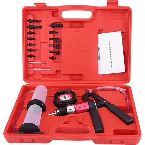 Kit di test della pressione del vuoto Tbest, set professionale di strumenti per lo spurgo automatico dei freni con adattatori universali multipli per la maggior parte dei veicoli con cerchi in lega.