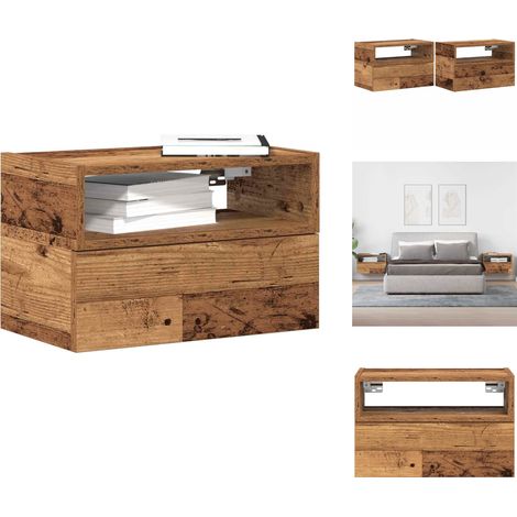 Tables de chevet murales 2 pcs vieux bois 45x26x28,5 cm - Table De Chevet Murale - Tables De Chevet Murales - Armoire De Chevet Flottante - Unité De Chevet Flottante (1/5)