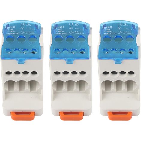 Boîte de distribution pour rail DIN 3 pièces, bornier UKK-80A, connecteur de fil électrique, boîte de jonction d'alimentation universelle
