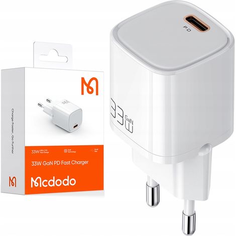 Cargador de teléfono Mcdodo nano GaN, USB-C PD QC - 33W CH-0080