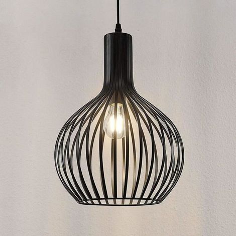 [NEUWERTIG] B-Ware Lampenwelt Käfig-Pendelleuchte Pendelleuchte Lampe Leuchte Anina schwarzem Metal (1/2)