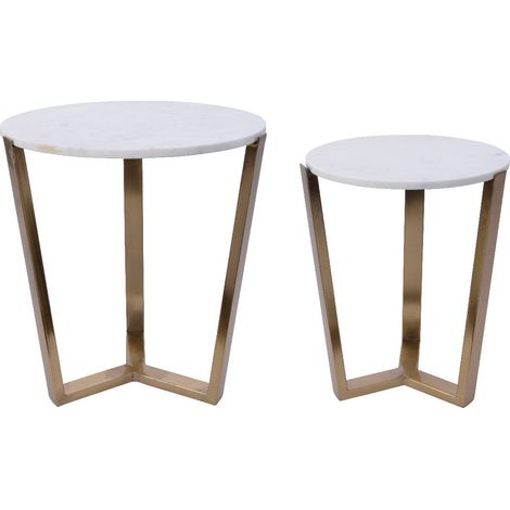 Table gigogne en marbre blanc (2 pièces) (1/3)