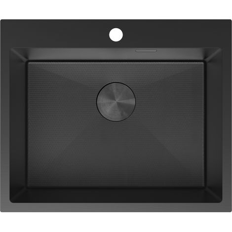 Mexen Solix Spüle aus Edelstahl, 1-Becken, 600 x 500 mm, schwarz HC - 6408601000-70HC (1/5)