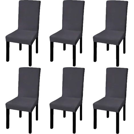 Housse de chaise droite extensible 6 pcs anthracite (1/5)