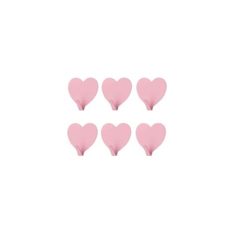 Lot de 6 crochets muraux décoratifs en forme de cœur, (rose clair) Crochet mural adhésif solide en acier inoxydable pour la maison, la cuisine, la salle de bain, le bureau- Crezuo (1/4)