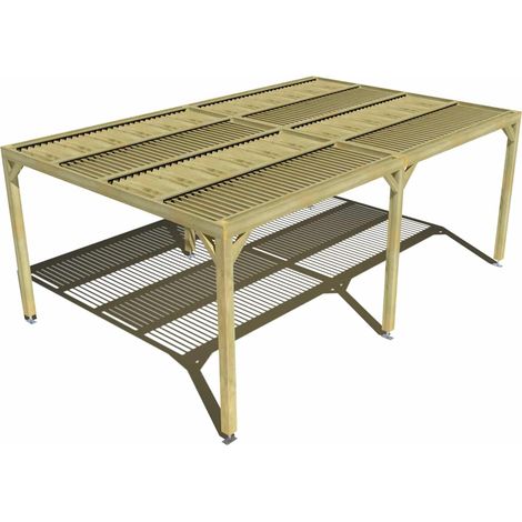 Pergola bois • 6m x 4m • indépendante • sens largeur • lames orientables bioclimatiques incluses • livraison comprise (1/3)