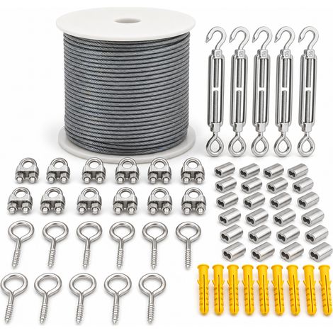 Câble Acier Gaine 56 Pièces 50 m pour Jardin Suspension (1/5)
