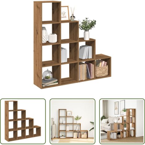 vidaXL Holzregal -  Raumteiler-Bücherregal 4 Stufen Artisan-Eiche 131,5x29x131,5 cm (1/5)