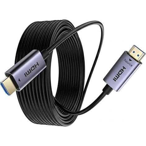 10m Câble HDMI fibre optique 4K@60Hz – Câble HDMI 2.0 optique 18 Gbps, HDR10, 4:4:4, HDCP 2.2, fin et flexible – Pour gaming, home cinéma, TV/projecteur (1/5)