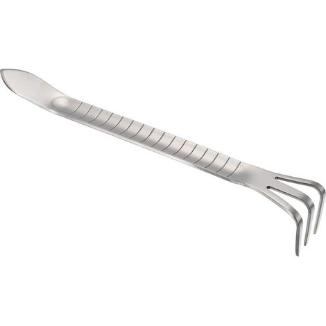 Râteau à racines : Aérateur de sol à 3 dents en acier inoxydable, avec manche épaissi et antidérapant (inclut une petite pelle) — Idéal pour le jardinage et la plantation de bonsaïs (Argent) (1/5)