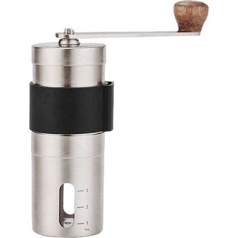 Moulin à café manuel portable - Meules coniques en céramique haute dureté, poignée en acier inoxydable avec réglage fin de la poudre (1/5)