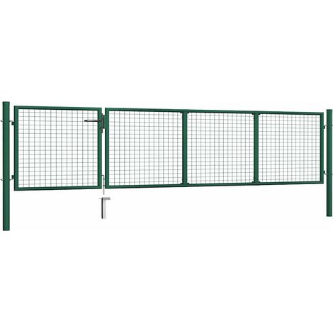 Maison Exclusive - Puerta de jardín de acero 350 x 75 cm verde (1/5)