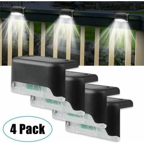 4 Pack Solar Fence Lights Solar Lamp Outdoor Stair Fence Decks Decoration Waterproof Warm White (1/4)