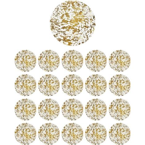 20-teiliges Set bestehend aus runden, goldgemusterten Tischdecken, glitzernden Netz-Platzsets und Accessoires für Hochzeiten und Geburtstagsfeiern.