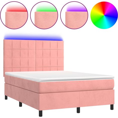 Maison Exclusive - Letto a Molle con Materasso e LED Rosa 140x190 cm in Velluto