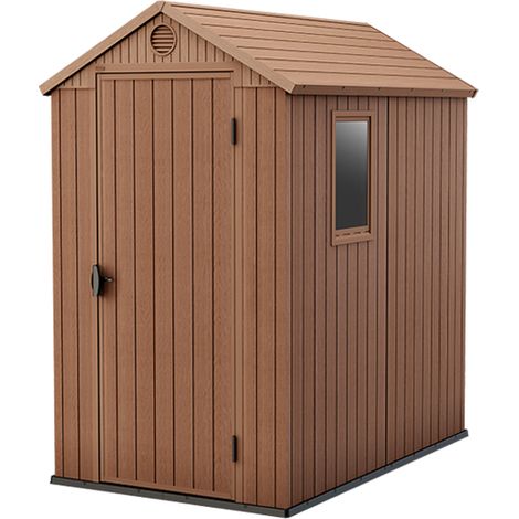 KETER Caseta de Jardín Darwin 46 EXTERIOR cobertizo almacenamiento ordenación madera acero metal efecto madera 125,8x184,5x205 WxDxH cm (1/10)
