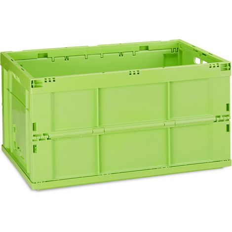 Boîte de transport pliable empilable 31,5 x 58,5 x 40 cm capacité 60 litres en polypropylène vert (1/5)