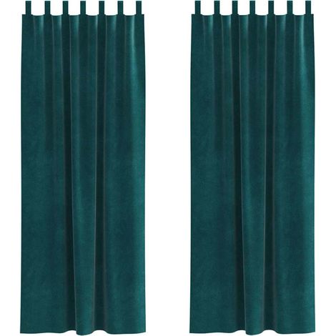 Rideaux occultants 2 pcs Vert foncé 140 x 260 cm Velours