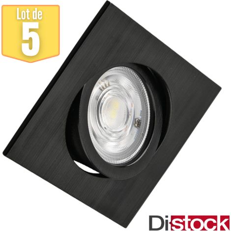 Lot de 5 spots LED encastrables 3en1 carré noir 7W IP20 – Températures de couleur 3000K/4000K/6500K – Installation rapide avec ressorts de fixation – Braytron (1/5)