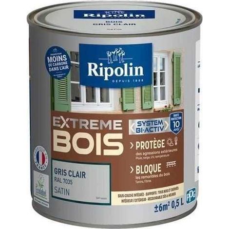 Ripolin Bois Satin pintura gris claro 0.5 L (1/3)