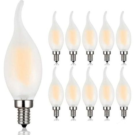 E14 Dimmbare LED-Filamentlampe, 10er-Packung, 4 Watt Leistungsaufnahme (entspricht 40 W Glühlampe), 2700 K Warmweiß und 400 lm, 360° Abstrahlwinkel [Energieklasse A+] (1/5)