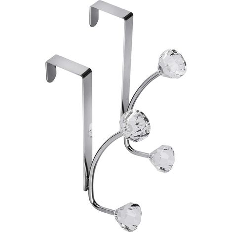 Croydex Over Door Hanging Robe & Towel Hook with Jewels - Pack of 2, Rust Free (1/4)