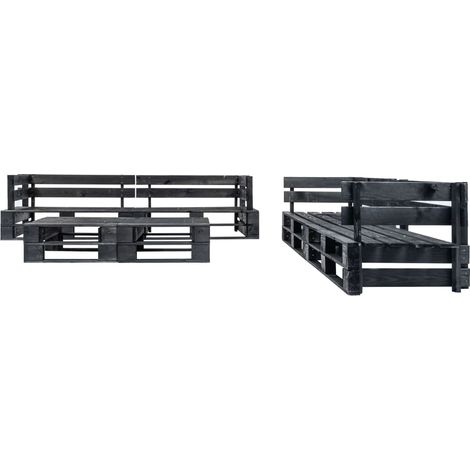 Maison Exclusive - 6-tlg. Garten-Lounge-Set aus Paletten Schwarz (1/3)