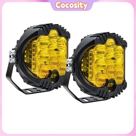 Cocosity Lampe de travail à LED 1 pièces 5 pouces LED lumière de travail cosses Spot moto Lumière jaune noire-5 pouces 2 pièces (1/5)