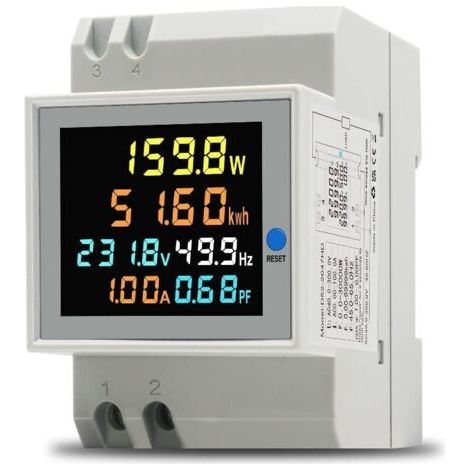Compteur d'énergie monophasé Compteur d'électrique numérique AC 40-300V 100A Compteur Electrique 1 phasé Wattmètre Rail DIN Mètre Watt KWh Voltmètre Ampèremètre (1/5)