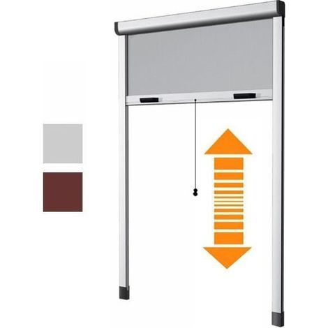 Zanzariera Avvolgibile MEDAL 250x120-100 cm Marrone Telaio Alluminio Montaggio Pressione