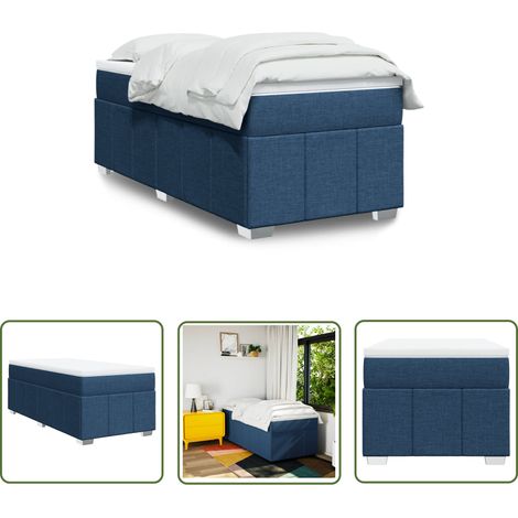 vidaXL Sommier à lattes de lit avec matelas Bleu 100x200 cm Tissu