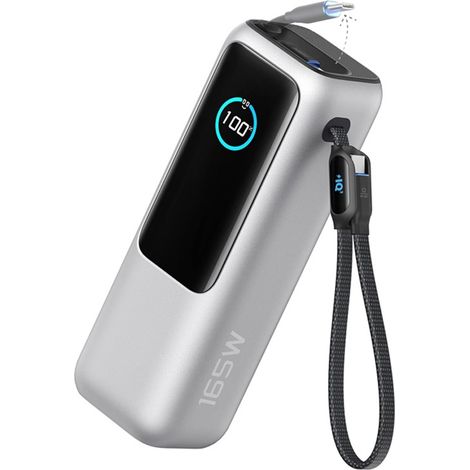 Batterie Externe pour Ordinateurs Portables, Chargeur 25000mAh 3 Ports USB-C 100W pour Plusieurs Appareils, Câble Intégré+Câble Rétractable,Argent (1/3)