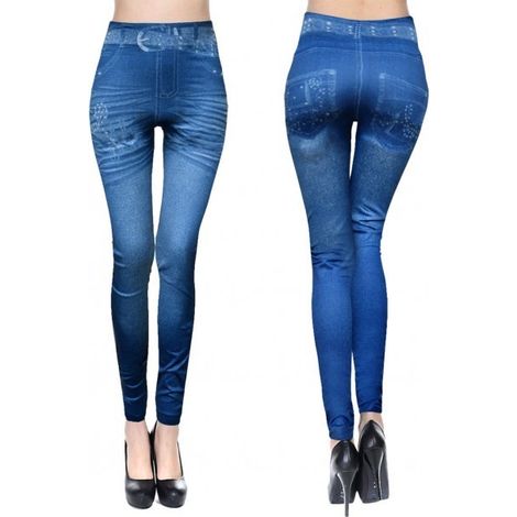 J0175 - Jeggins détail NOTE DE MUSIQUE - divers coloris -mode feminine Couleur: Bleu