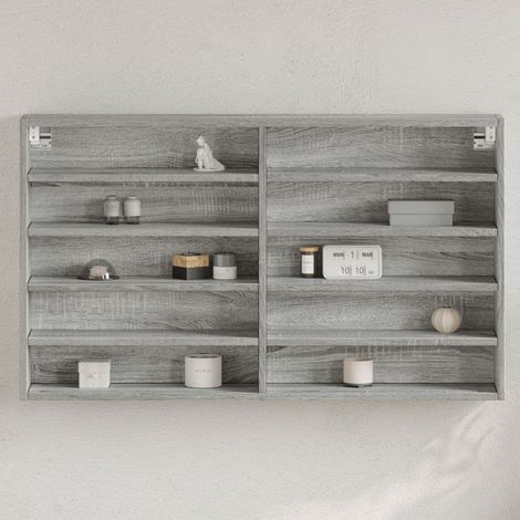 Vitrine Cabinet Grey Sonoma 100x15x58 cm Engineered Wood vidaXL