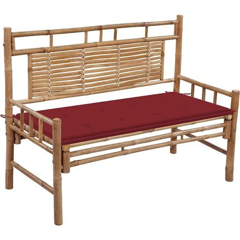 Un banc de jardin rembourré en bambou, de 120 cm de long. (1/5)