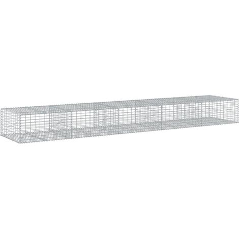 Panier gabion clôture cage mur de soutènement avec couvercle 500 x 100 x 50 cm fer galvanisé Argent