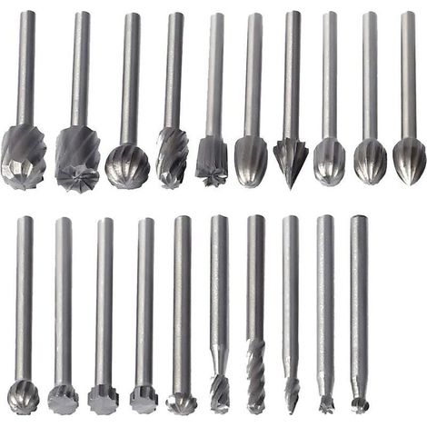 20 punte per fresatrice rotativa, punte HSS per fresatrice rotativa, accessori per fresatura del legno, utensile rotativo con gambo da 3 mm per Dremel