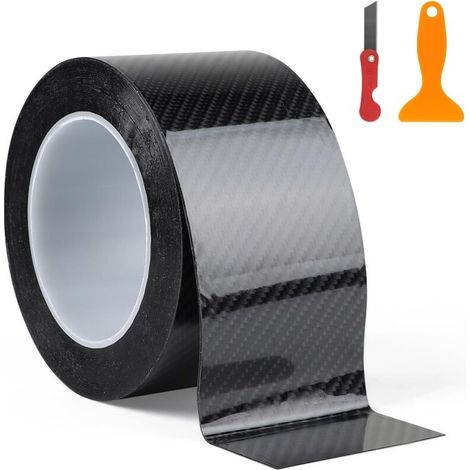 Pellicola adesiva 5D lucida effetto fibra di carbonio per auto, 7 cm × 10 m, strisce autoadesive per battitacco, paraurti, bagagliai, biciclette, motociclette e mobili. (1/5)