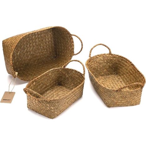 Lot de 3 Paniers de Rangement Tressés,Paniers en Rotin avec Poignées pour la Cuisine (1/5)