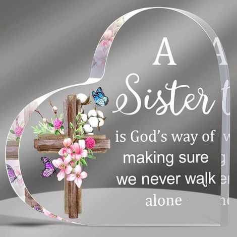 Plaque acrylique cœur décoratif, idée cadeau souvenir pour papa maman sœur ou proches（15 cm) (1/4)