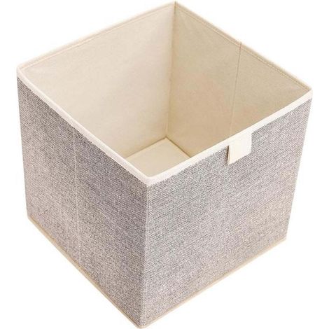 Boîte de rangement en tissu non tissé beige 30x30x30cm (1/4)